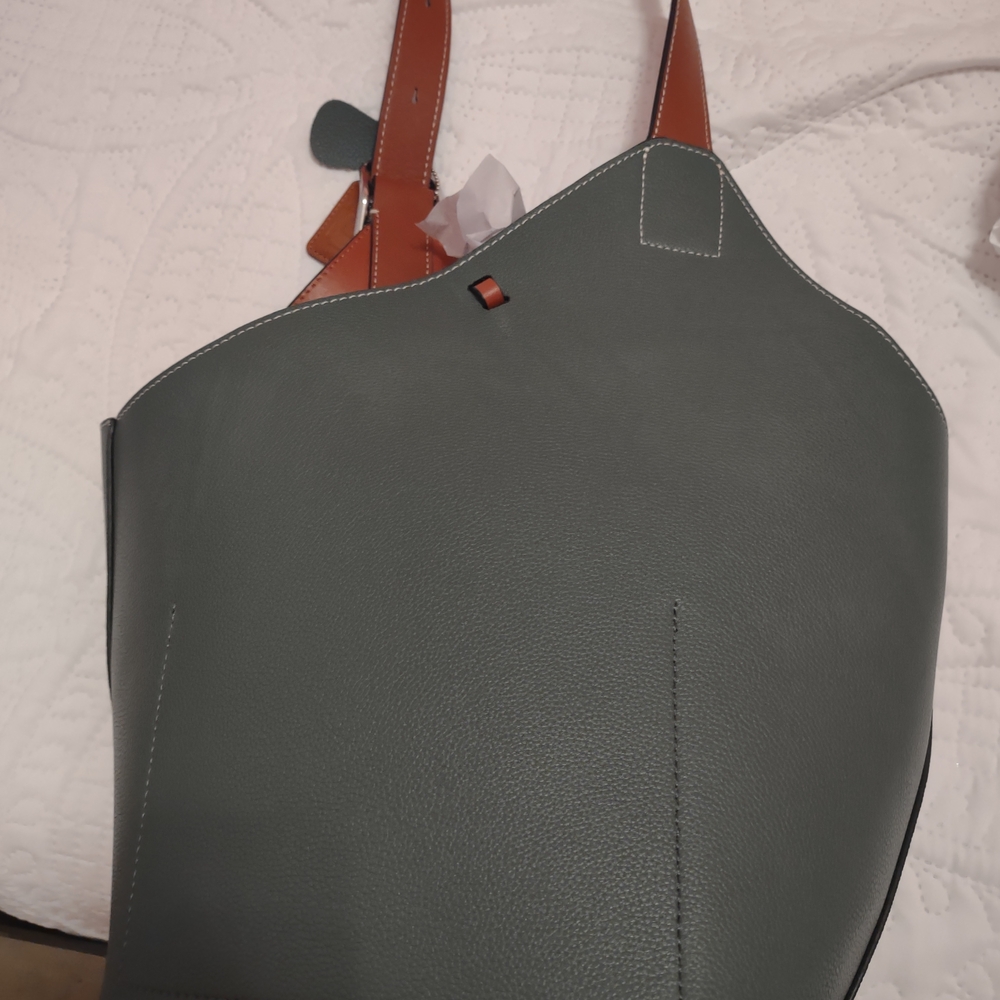 Elegant Blue Leather Tote Bag